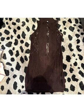 GUIZIO Distressed Knit Mini Dress